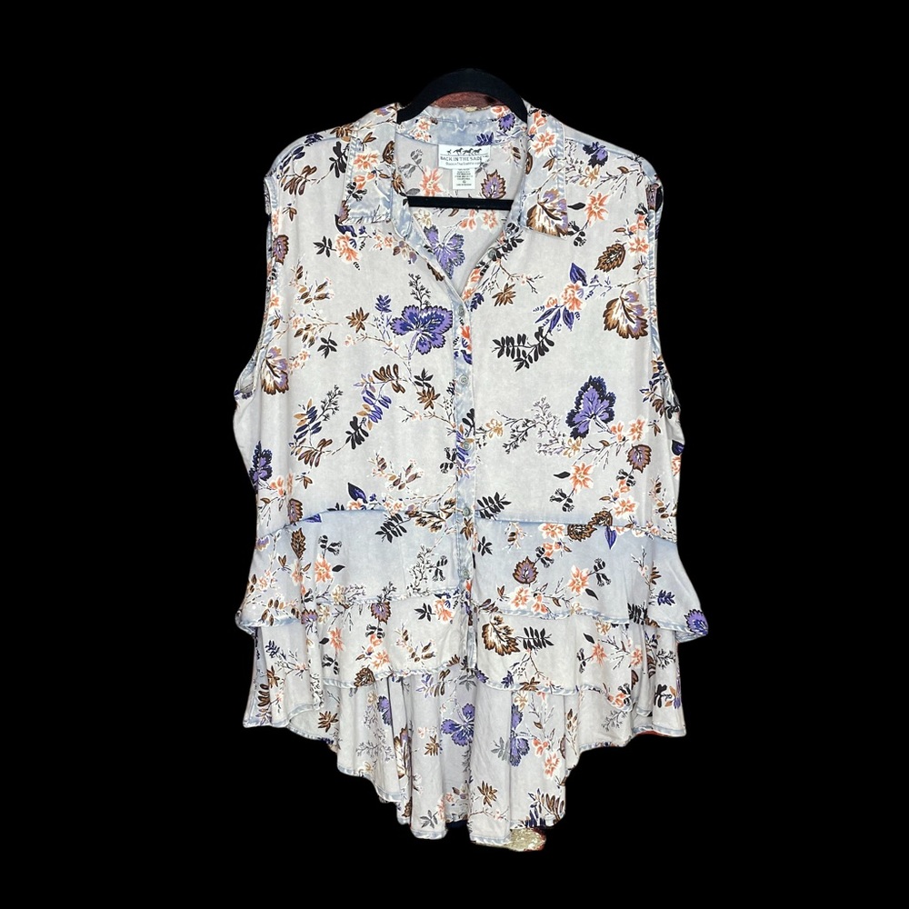 Novato Ruffled Blouse Back In The Saddle Button Down Ruffle Collared Blouse XL - Picture 3 of 6